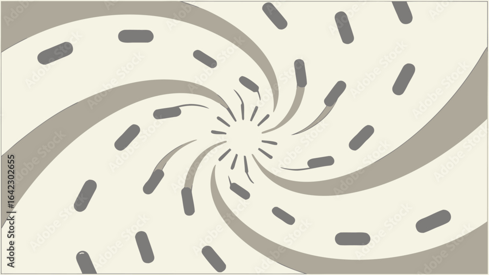 Poster abstract swirl composition with gray shapes and beige background in a modern style