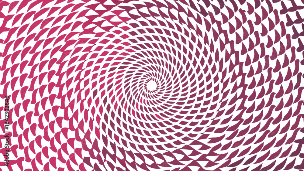 Poster abstract swirl of red and white leaf shapes with dynamic spiral center