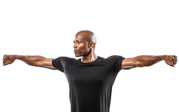 Personal trainer demonstrating proper form during strength training session to guide client in safe exercise techniques isolated on transparent background PNG