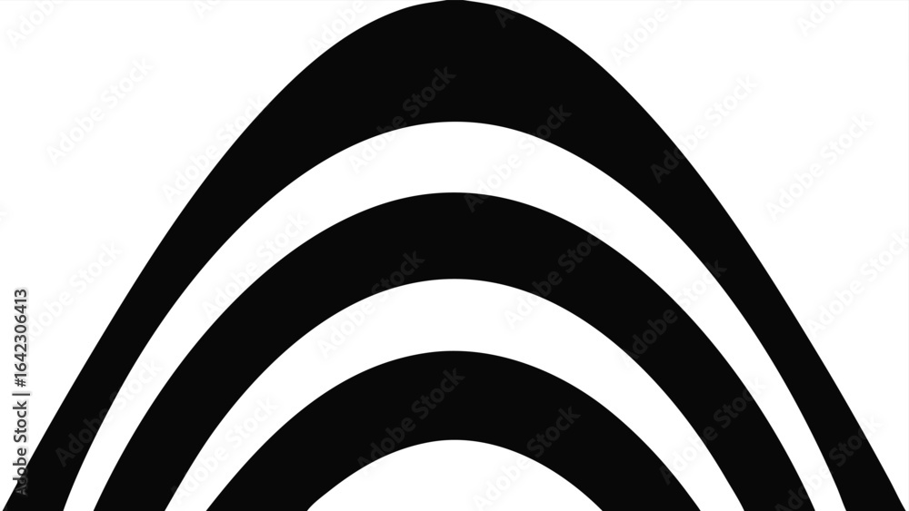 Poster abstract vector graphic featuring arcs and curved lines in black and white design
