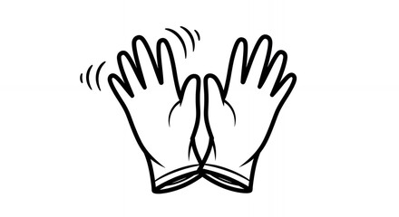 Fototapeta premium Monochrome Illustration of Two Gloves Side by Side with Motion Lines on White Background Graphic Depicting Shaking Vibrating and Handwear