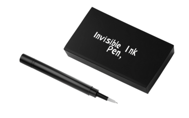 Prank product called Invisible Ink Pen designed for playful jokes and surprising secret message tricks isolated on transparent background PNG