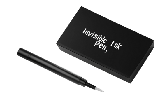 Prank product called Invisible Ink Pen designed for playful jokes and surprising secret message tricks isolated on transparent background PNG