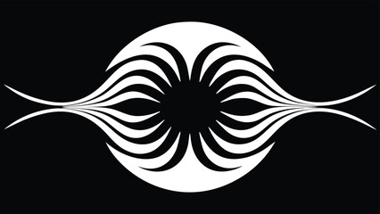 Abstract white graphic design of a unique stylized geometric shape on a black background