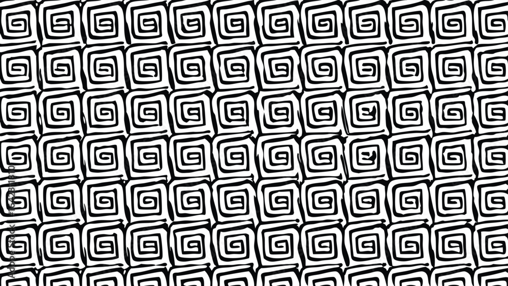 Aufkleber black and white geometric pattern with repeating abstract square spiral shapes for backgrounds