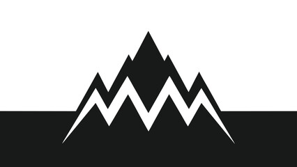 Bold black and white mountain range graphic design representing nature and adventure