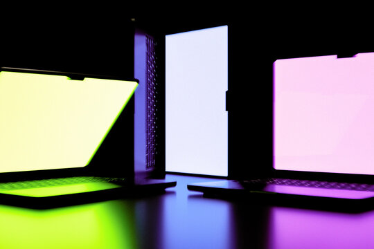 Glitched Screens in Neon Reflection