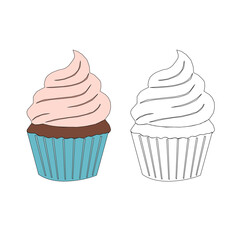 seamless pattern with cupcakes. Cupcake seamless pattern. Set Of cupcake. Cute Cupcakes Seamless Pattern. Vector illustration of cupcakes. Set of cakes.	
