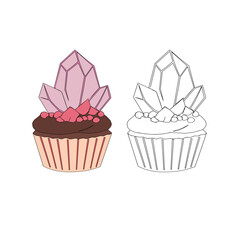 seamless pattern with cupcakes. Cupcake seamless pattern. Set Of cupcake. Cute Cupcakes Seamless Pattern. Vector illustration of cupcakes. Set of cakes.	
