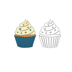 seamless pattern with cupcakes. Cupcake seamless pattern. Set Of cupcake. Cute Cupcakes Seamless Pattern. Vector illustration of cupcakes. Set of cakes.	
