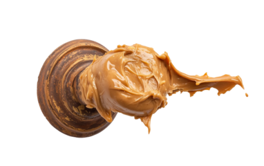 Lifelike peanut butter spread on door handle used for comedic gag and surprising joke scenario isolated on transparent background PNG