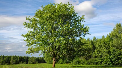 Fototapeta premium Towering Poplar Trees: Fast-Growing Species with Slender Trunks, Fluttering Leaves, and Iconic Silhouettes, Thriving in Forests, Riverbanks, and Urban Landscapes, Capturing Natural Elegance for Arbori