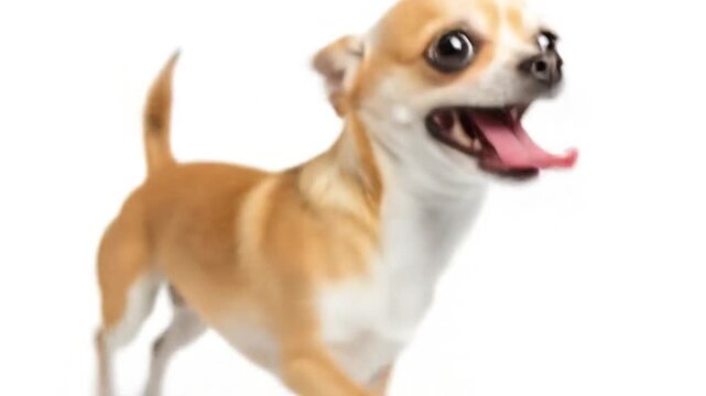 Excited Chihuahua dog with open mouth isolated on white background