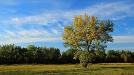 Obraz premium Towering Poplar Trees: Fast-Growing Species with Slender Trunks, Fluttering Leaves, and Iconic Silhouettes, Thriving in Forests, Riverbanks, and Urban Landscapes, Capturing Natural Elegance for Arbori