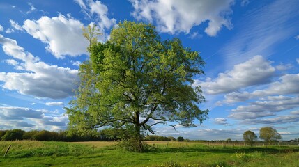 Fototapeta premium Towering Poplar Trees: Fast-Growing Species with Slender Trunks, Fluttering Leaves, and Iconic Silhouettes, Thriving in Forests, Riverbanks, and Urban Landscapes, Capturing Natural Elegance for Arbori