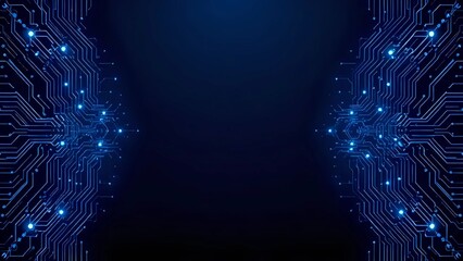 Tech-Inspired Digital Art with Glowing Blue Circuits