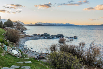 On the shores of Lake Nahuel Huapi, very close to the city of Bariloche, Rio Negro Province,...