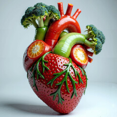 Human heart made fruits vegetables