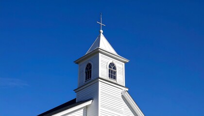 Fototapeta premium White church steeple against clear sky