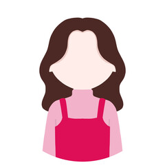 Faceless cartoon girl avatar in light pink dress flat design