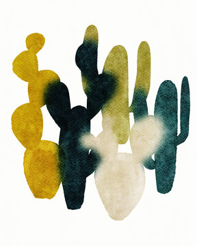 Watercolour cactus plants illustration