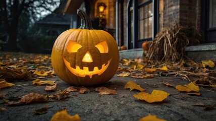 Obraz premium Spooky Jack-o'-lantern Glowing on an Autumn Night