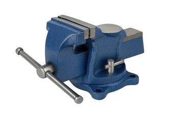 Obraz premium Blue bench vise with transparent background for easy isolation