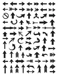 Collection of black arrows on white background