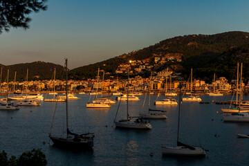 Fototapeta premium Sunset at Port de Andratx on Majorca, Spain Balearic Islands