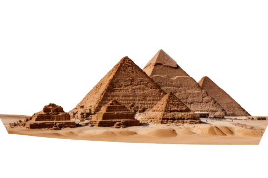 Ancient Egyptian pyramids stand majestically in the desert, a timeless symbol of history and culture