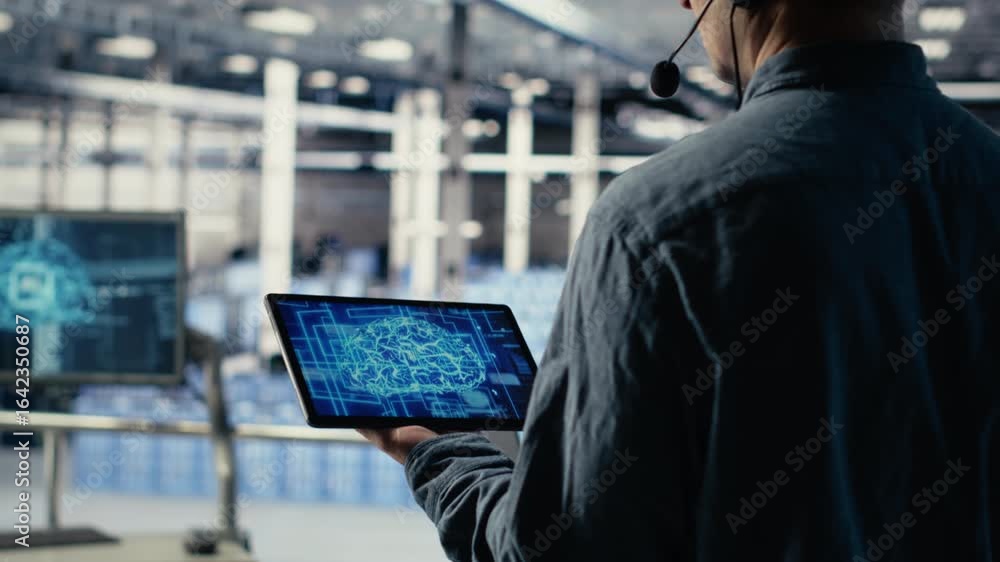 Aufkleber data center system administrator monitors deep learning processes, reviewing operational metrics. se