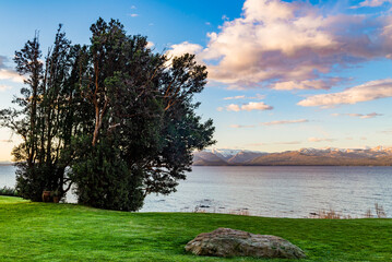 On the shores of Lake Nahuel Huapi, very close to the city of Bariloche, Rio Negro Province,...