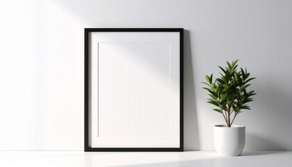 マットブラック幾何縁のフォトフレームモックアップ