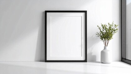 マットブラック幾何縁のフォトフレームモックアップ