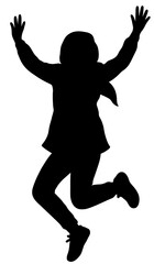 Silhouette of Woman or Girl Jumping