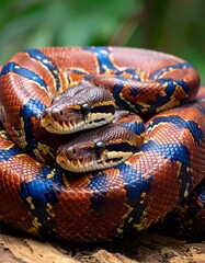 Obraz premium Two snakes coiled together