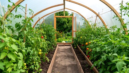 Fototapeta premium Greenhouse filled with growing tomatoes