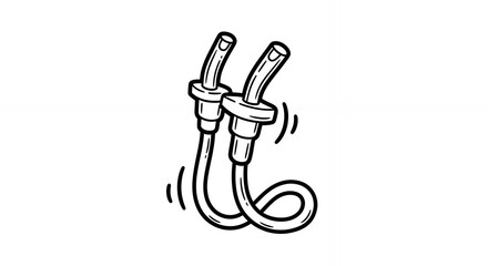 Simple Black and White Line Drawing of Nasal Cannulas Medical Equipment Illustration on White Background