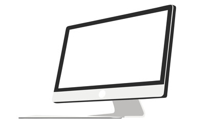 Illustration of a modern desktop computer with a blank white screen on a white background created with generated ai