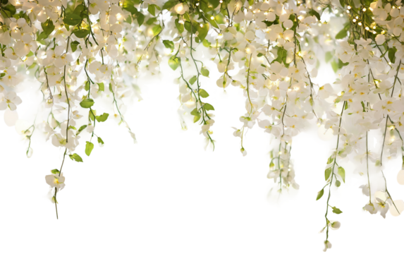 Beautiful spring wedding backdrop adorned with flowing floral arrangements perfect for memorable celebrations isolated on transparent background PNG