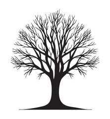 Silhouette of a leafless tree vector illustration