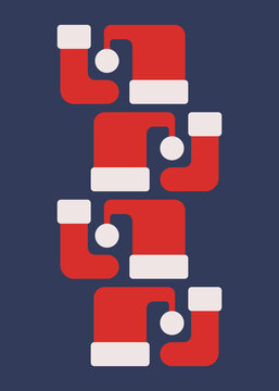 Poster design with Santa hats and Christmas stockings