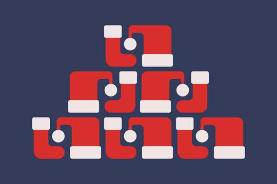 Santa hats with Christmas stockings