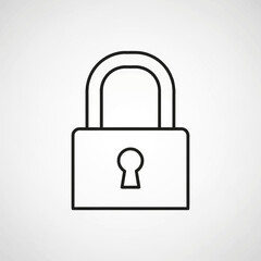 Simple line drawing of a padlock with a keyhole on a white background.