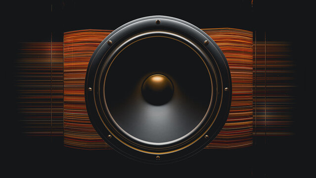 Luxurious speaker with abstract wooden background design