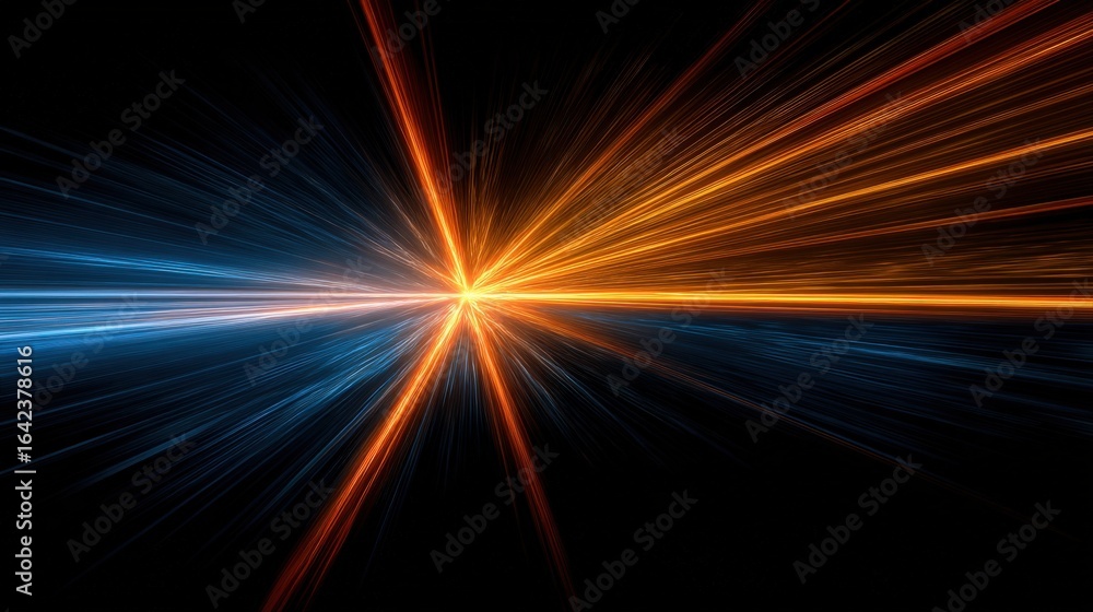 Poster dynamic abstract energy beams converging in space: powerful visual representation of futuristic tech