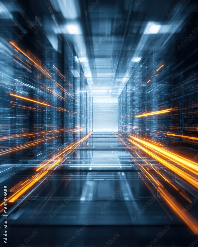Aufkleber abstract digital technology tunnel with data streams and futuristic design elements for technologica