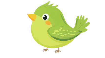Fototapeta premium Illustration of a cute green bird with a simple design. Perfect for kids' art projects and nature-themed graphics on white background