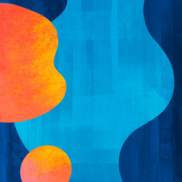 Colorful abstract shapes create vibrant modern art display