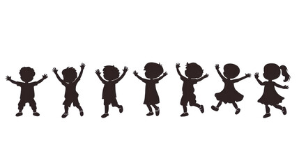 Obraz premium Happy Family Icon Set of Children and Toddlers in Simple Silhouette Design isolated on white background 